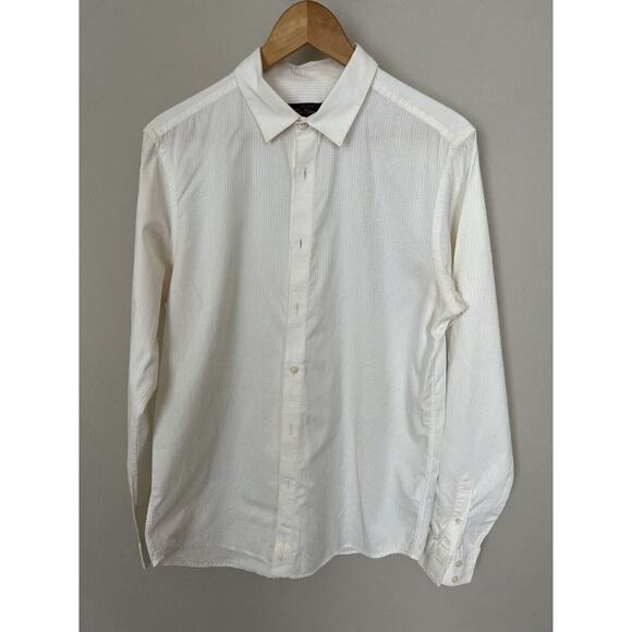 The Original Ben Sherman Ivory Jacquard Men's Long Sleeve Shirt Size Large - Picture 1 of 5